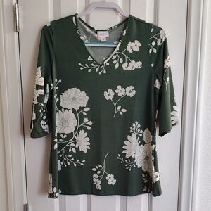 LuLaRoe Eden Green Floral Top Size Small